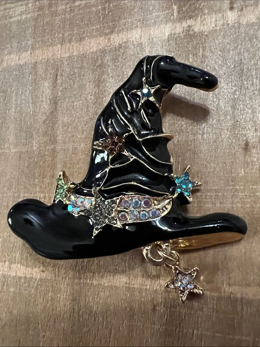 3/$18 Black Witch Hat Brooch with Star Accents Lot 6067